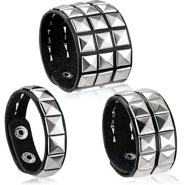 3 stk. 80'er Læder Spikes Punk Armbånd Spikes Armbånd til Mig