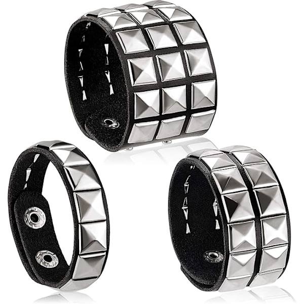 3 stycken 80-tals läderarmband med nitar Punkarmband för mig
