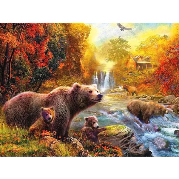 30 x 40 cm ,famille d'ours Diamond painting Broderie Diamant Pe