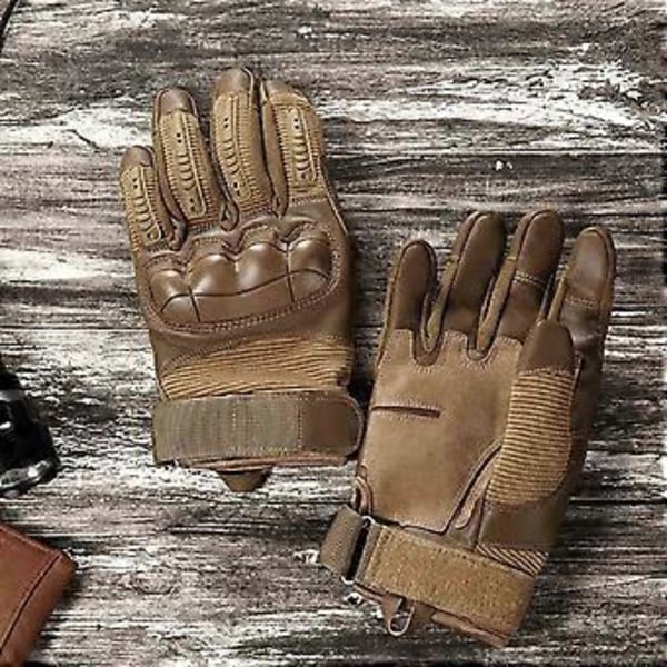 Taktiska handskar med fullt finger, skyddande hårda knogar, arbets-, armé-, militär-, jakt-, kampanj (XL Grön)