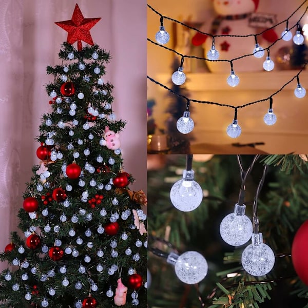 Utomhus Solcellsdrivna Julstjärnsträngar Guinguette Kalla Vita 30Led
