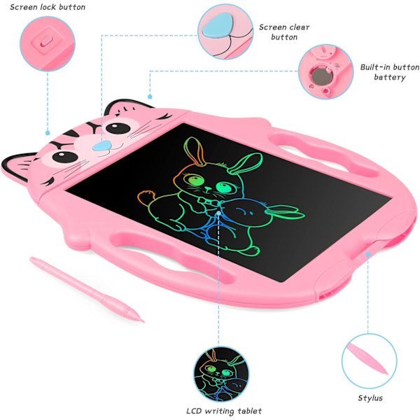 Farverig LCD-skrivetablet Grafiktablet 9 tommer Tegnetablet