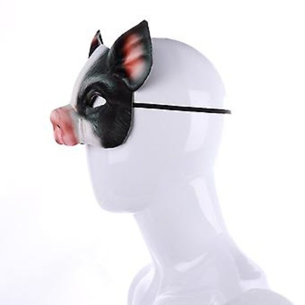 Halloween-eläinten naamio Party Mask Pelottava Sika Tiikerin Pääpanta Rekvisiitta Kauhu Koriste Cosplay Puku Juhlatarvikkeet Kuville Ystäville (musta)