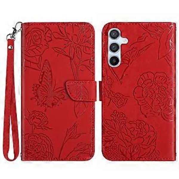 For Samsung Galaxy F34 5G/M34 5G PU-lærtrykt lommebokveske med stativ og håndleddsstropp (Stil B)