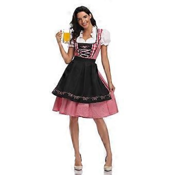 Naisten Oktoberfest Oluttyttö Puku Baijerilainen Perinteinen Dirndl Mekko Karnevaali (XL Musta)