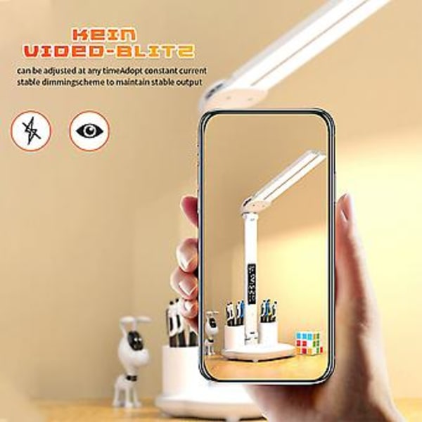 3200mAh LED Skrivbordslampa Dimbar USB Bordsläslampa med Temperatur Datum Klocka ( )