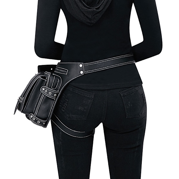 Steampunk Taljepose Fanny Pack Mode Gotisk Læder Skulder Cr*