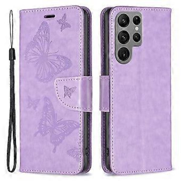 Til Samsung Galaxy S24 Ultra Etui Butterfly Trykt Stativ Læder Pengebog Cover (Style B)