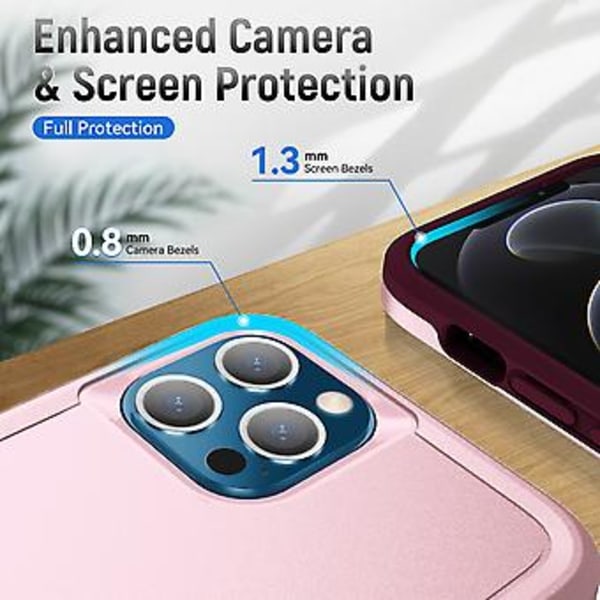 PC + TPU støtsikker etui for iPhone 13 Pro (Rosa)