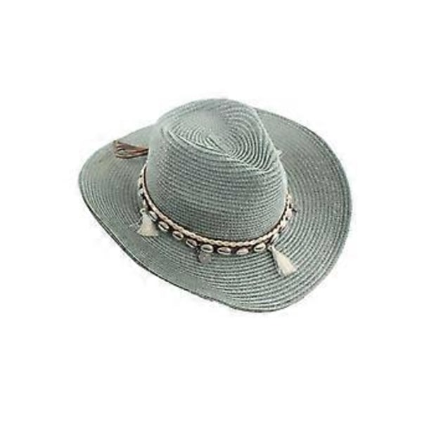 2023 Unisex Halm Fedora Panamahatt Sommer Sol Kort Skygge Caps Hatt (Grønn)