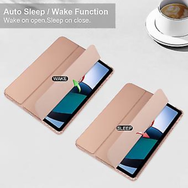 Lær Smart Tabletveske For Xiaomi Redmi Pad 10.6 (Rosegull)