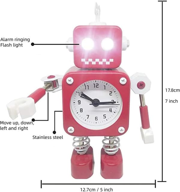 Robotväckarklocka, tyst väckarklocka med blinkande ögon och