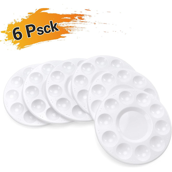 Set med 6 målarbrickor i plast för barn och