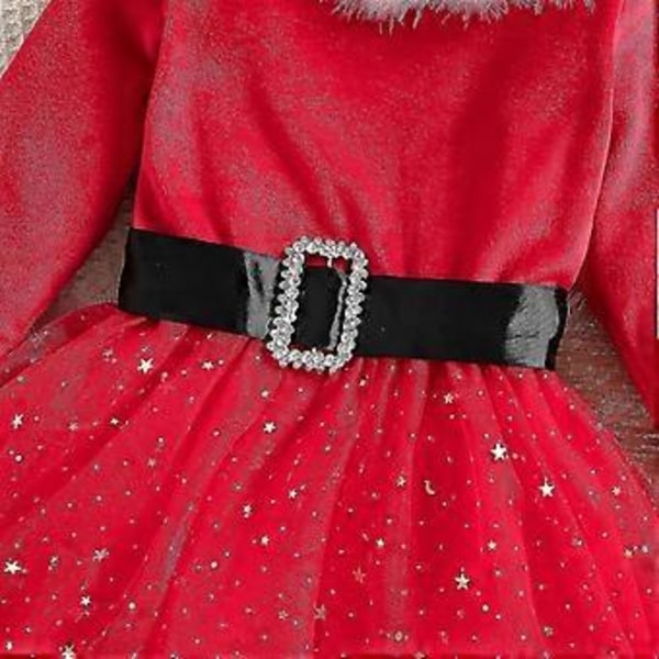 2 st barn flickor julklänning med hårband långärmad röd sammet fluffig tutu klänning fest prinsessklänningar babykläder 1 5 år