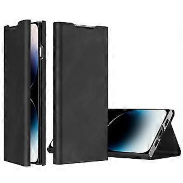 PU Læder+PC Stativ Telefonetui til iPhone 15 Plus, Nappa Struktur Kort Holder Telefon Cover (Style A)