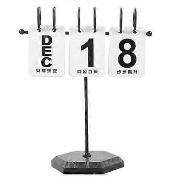 Skrivebordskalender Kontorkalender Evigvarende Kalender Rustikk Kalender Skrivebordsdekorasjon (Svart)
