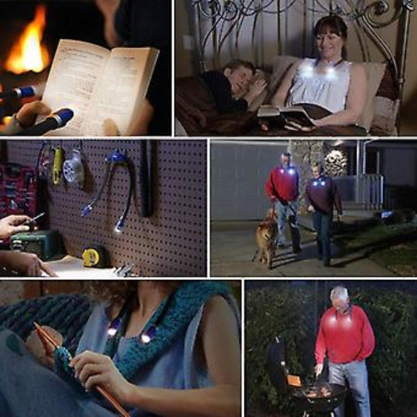 1 kpl LED-lukuvalo, joustava ja ladattava, handsfree-kaulapanta yövalo, USB-lataus kaulavalaisin, lukuvalo, lukuvalo, kaksipäinen