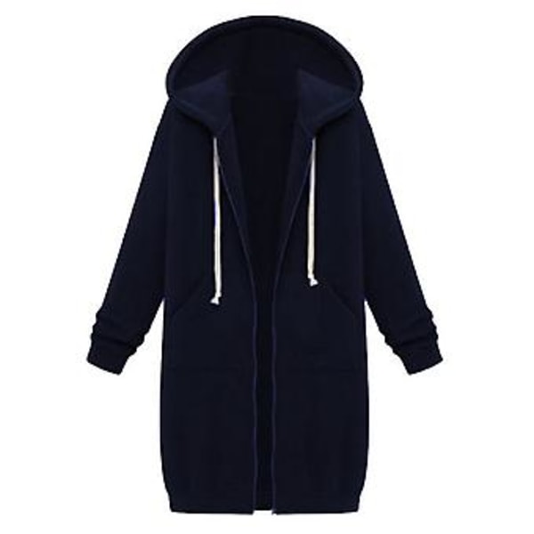 Fianao Plus Size Enfärgad Avslappnad Tjock Huvad Kvinna Zip Up Lång Tröja (XXXL Kaffe)