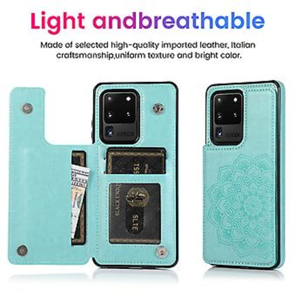 Blomstret Læder Flip Wallet Kort Holder Cover Etui Til iPhone 12 Mini Pro Max 11 (Grøn)