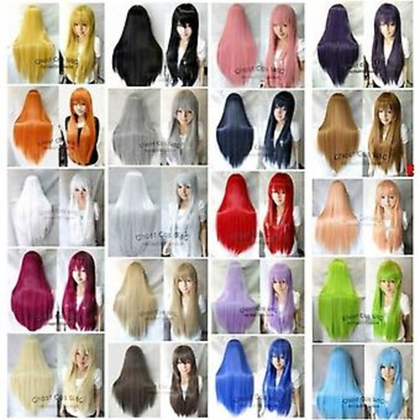 JUSCH Wekity 80cm Vacker Charmig Cosplay Rakt Hår Peruk, Gul, WZ-1245R