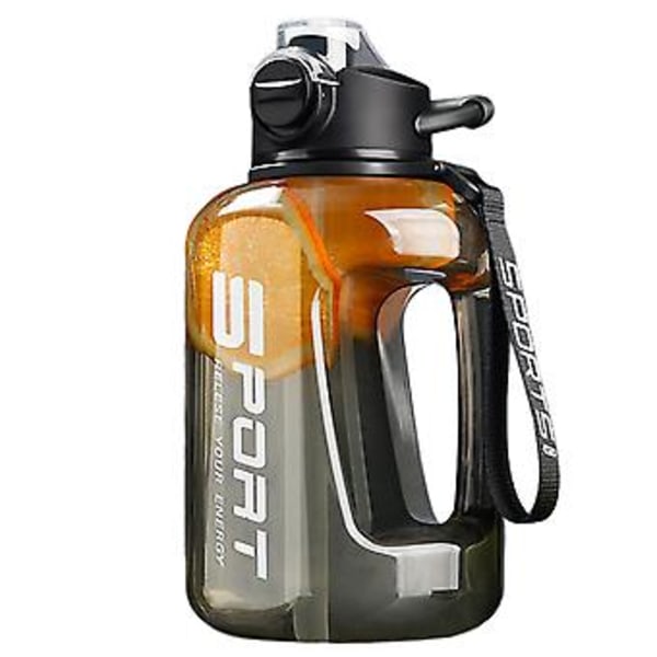 1700ml/2500ml Stor Vattenflaska med Skala Mode Stor Sportflaska för Träningspass(1700Ml Svart)