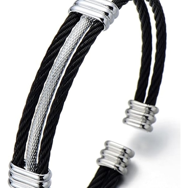 Mænd Kvinder Rustfrit Stål Twisted Kabel Justerbar Manchet Armbånd Br