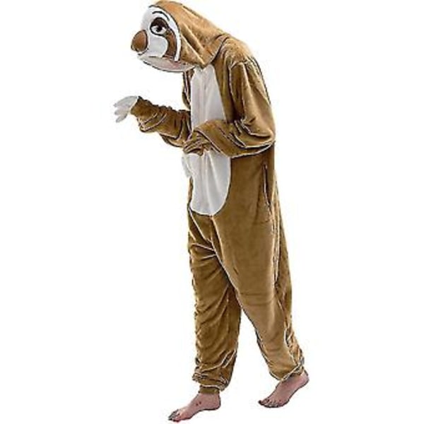 Snug Fit Unisex Vuxen Onesie Pyjamas Djur En Delig Halloween Kostym Nattkläder-r (7-8 år Blixt Sloth)