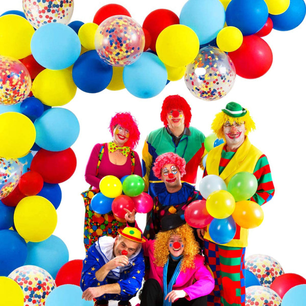 105 Pakke Carnival Circus Balloon Arch, Rød Blå Gul Latex