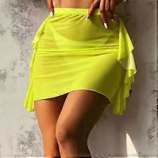 Sarong strandkjole til kvinder, sommerstrandtøj, nederdele, feriebadetøj, omslagstørklæde, kort strandomslag, chiffonoverdele, grøn S(S Grøn)