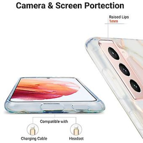 Skyddande fodral för Samsung Galaxy S21 5G (Rosa Vit)