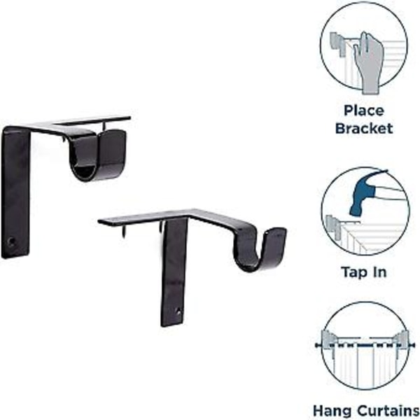 Justerbara Gardinstångs Väggfästen, 2-pack, Svart
