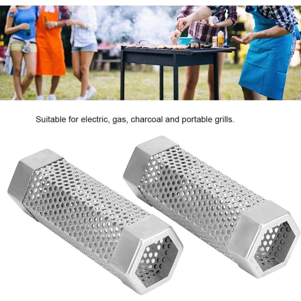 2 delar 15,3 cm rör kall rökgenerator, rostfritt stål Hexago