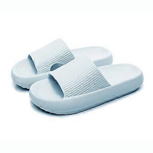 Tykke Platform Badeværelse Hjemmesko Kvinder Blød Sål Eva Indendørs Tøfler Sommer Anti-slip Sandaler Unisex (38 39 Lyseblå)