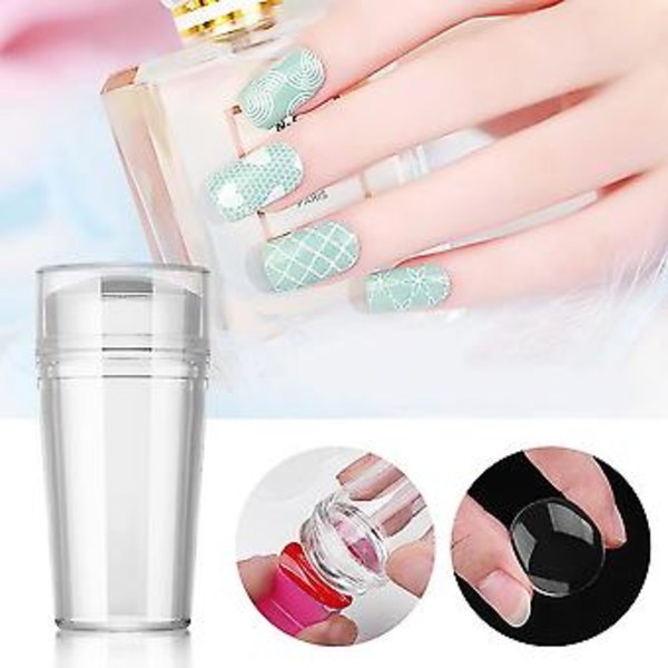 Nagelkonststämpel, Silikon Klar Nagelstämpling Gelé Med Skrapa, Transparent Synlig Kropp