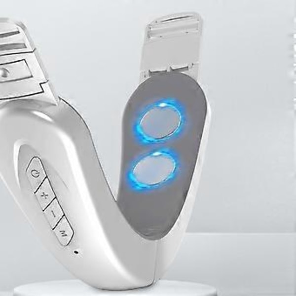 Dubbelhakreducerare, Elektrisk V-Formande Massager Bärbar Intelligent Ansiktslyftningsbälte med Blått Ljus (A Vit)