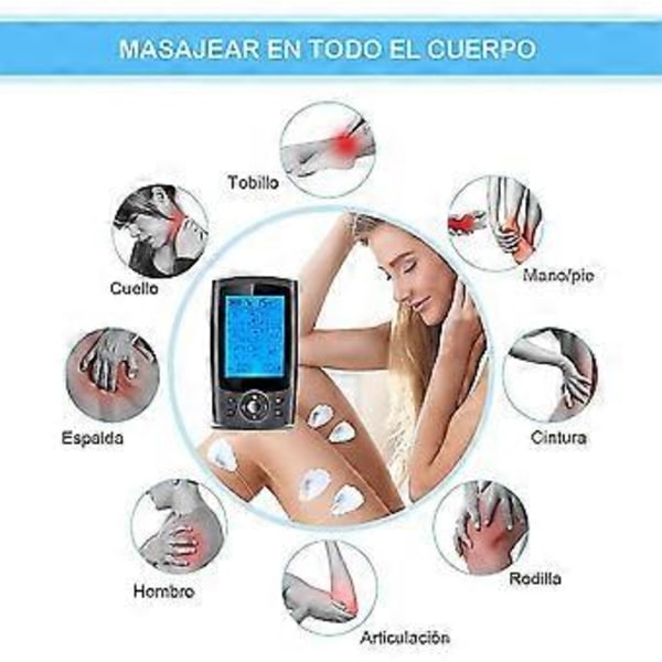 Akupunktur Massageapparat 36 Tilstande Tens Maskine Digital Akupunkturterapi Fuld Massageapparat Smertelindring Hjemmebrug Professionelt Terapiudstyr (Sort)