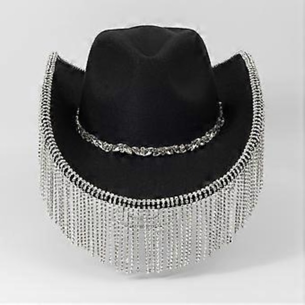 Glittrande Cowboyhatt Toppar Kristall Vild för Möhippa Disco Kristall Cowboyhatt Discohatt för Skådespelare Skådespelerska Svart( )