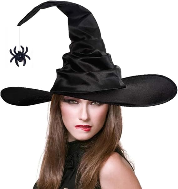 Halloween COS Trollmann/Heksehatt, Maskeradeball og Rollespillfester, Svart Edderkopp Heksehatt