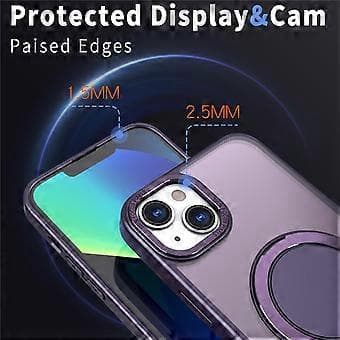 Kompatibelt magnetisk deksel til iPhone 14, kompatibelt med MagSafe ringstativ (lilla)