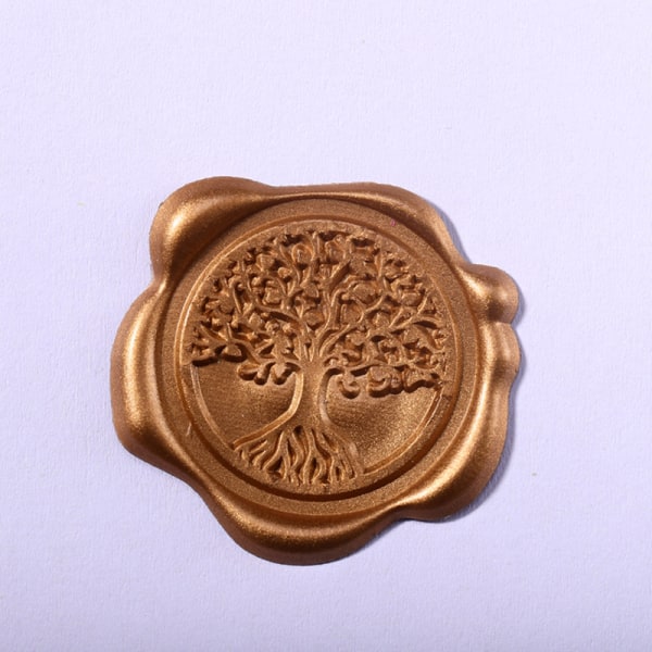 5 stk voksforseglingsstempel, livets tre-forsegling, gullkonvolutt voksforsegling S