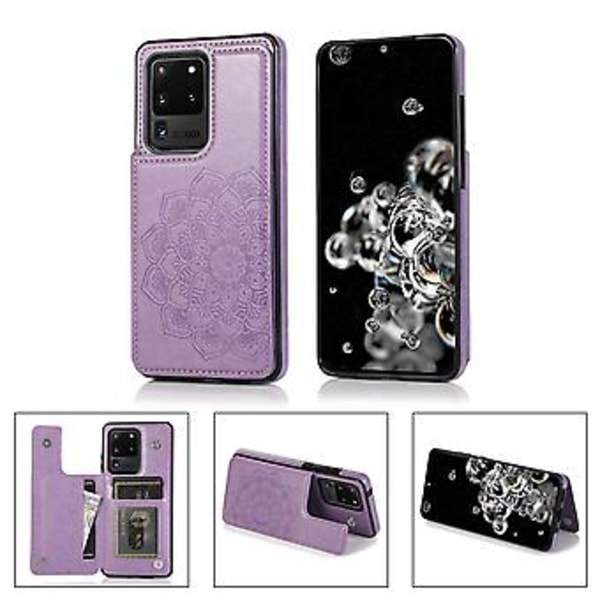 Blommig Läder Flip Plånbok Kortfodral Skal Fodral För iPhone 12 Mini Pro Max 11 (Lila)