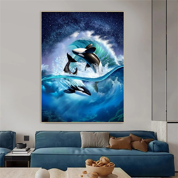 30 x 40 cm, delfin diamantmålning diamantbroderi målning