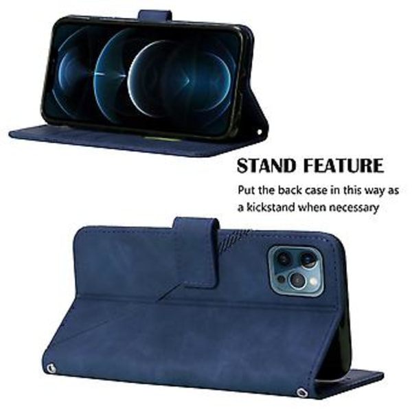 Crossbody-veske med preget design for iPhone 12 Pro Max (Blå)
