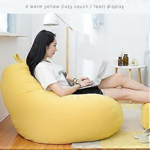 Helt Nytt No Fill Stor Sittsäck Stol Soffa Överdrag Inomhus Lounger Vuxna Barn Lazy Lounger 50% Erbjudande (M Brun)