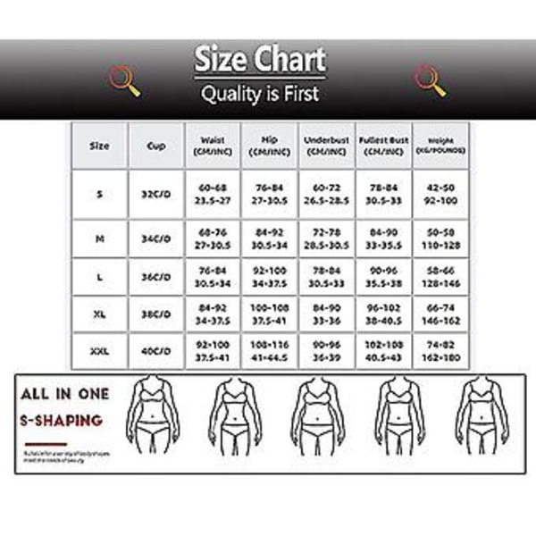 Dame Shapewear Bodysuit Tummy Tuck Bodysuit Med BH-Støtte Dyb V Shapewear Bodysuit Korset (L Sort)