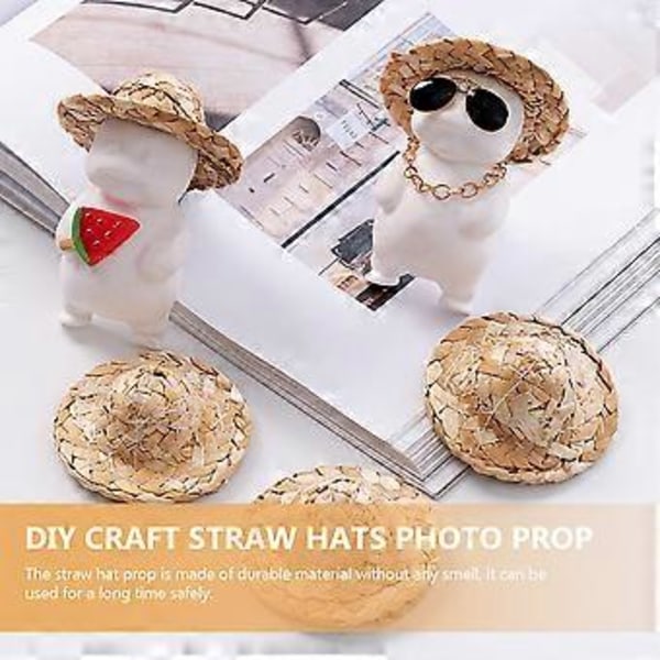 9 stk små vevde stråhatter, vevde små dukkehatter, fotorekvisitter, håndverk, DIY-dekorasjoner
