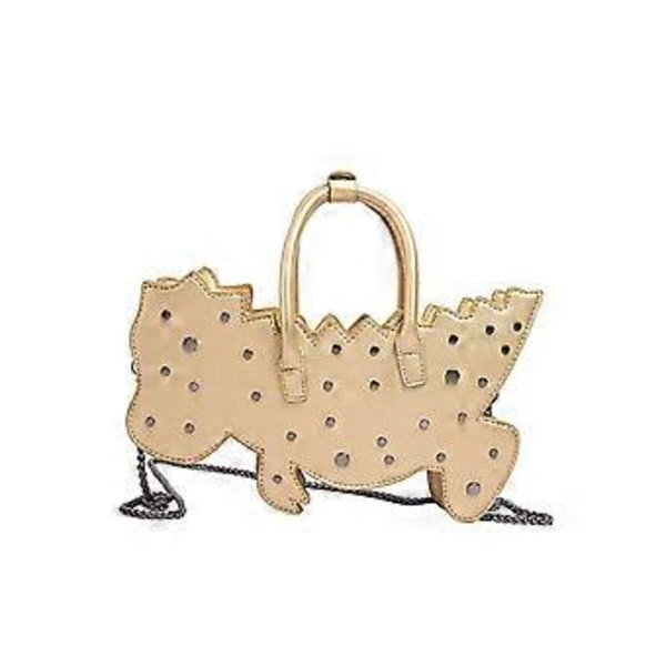 Iögonfallande Dinosaurieform PU Läder Nitar Plånböcker för Kvinnor Flickor Crossbody Plånböcker Axelväska för Vardagsbruk Guld (Guld)