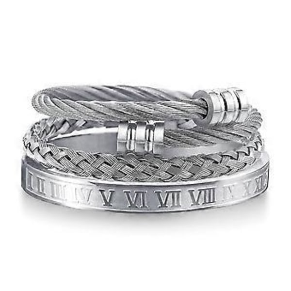 Rustfrit stål armbånd herre guld romertal armbånd snoet reb armbånd