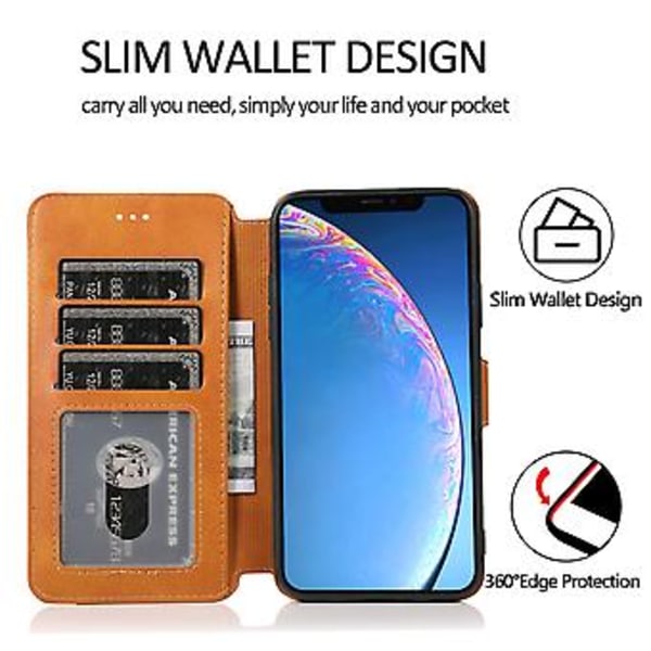 Kalveskind Læderetui til iPhone 12 / 12 Pro (Khaki)