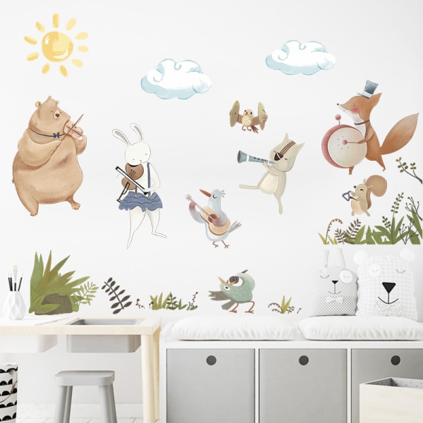 Woodland Animals Väggdekaler Björn Räv Hjort Väggdekal Baby